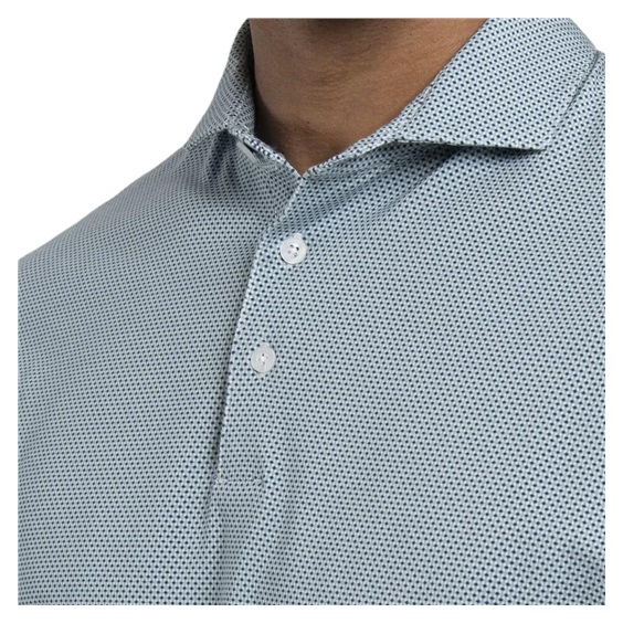 KJUS Hollow Pima Print Herren Poloshirt, riverbank/white