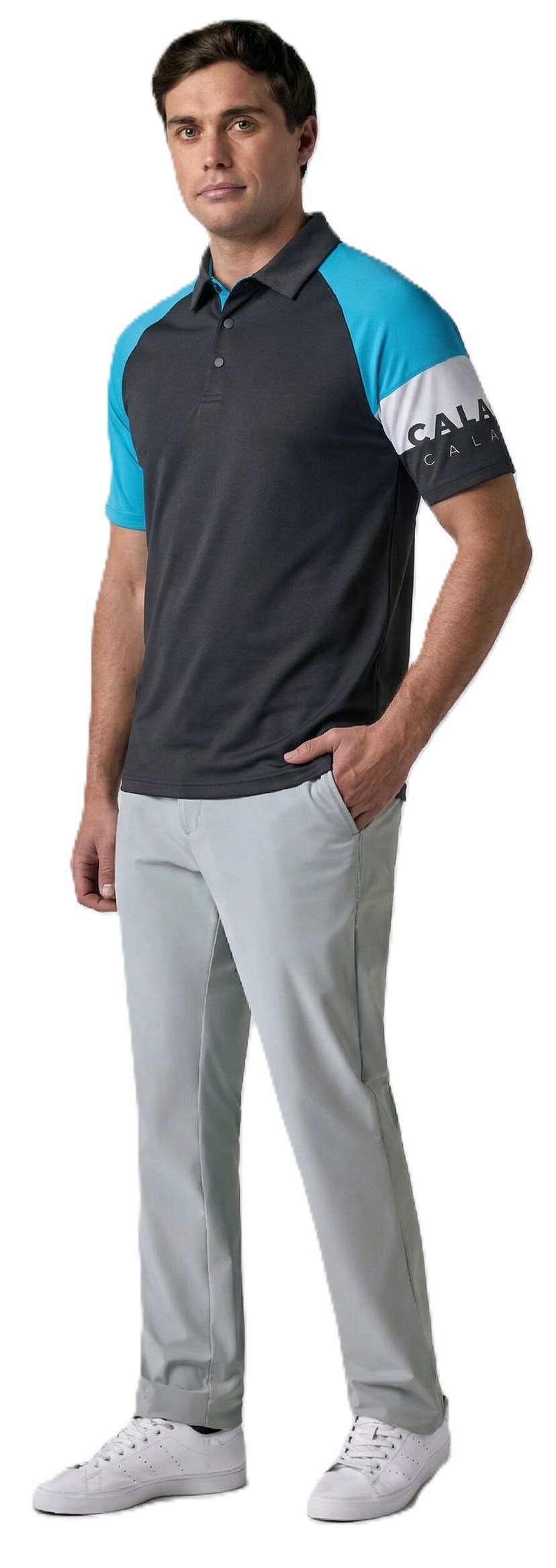 Callaway Modern Traveler Premium Mixed Texture Herren Poloshirt, anthracite