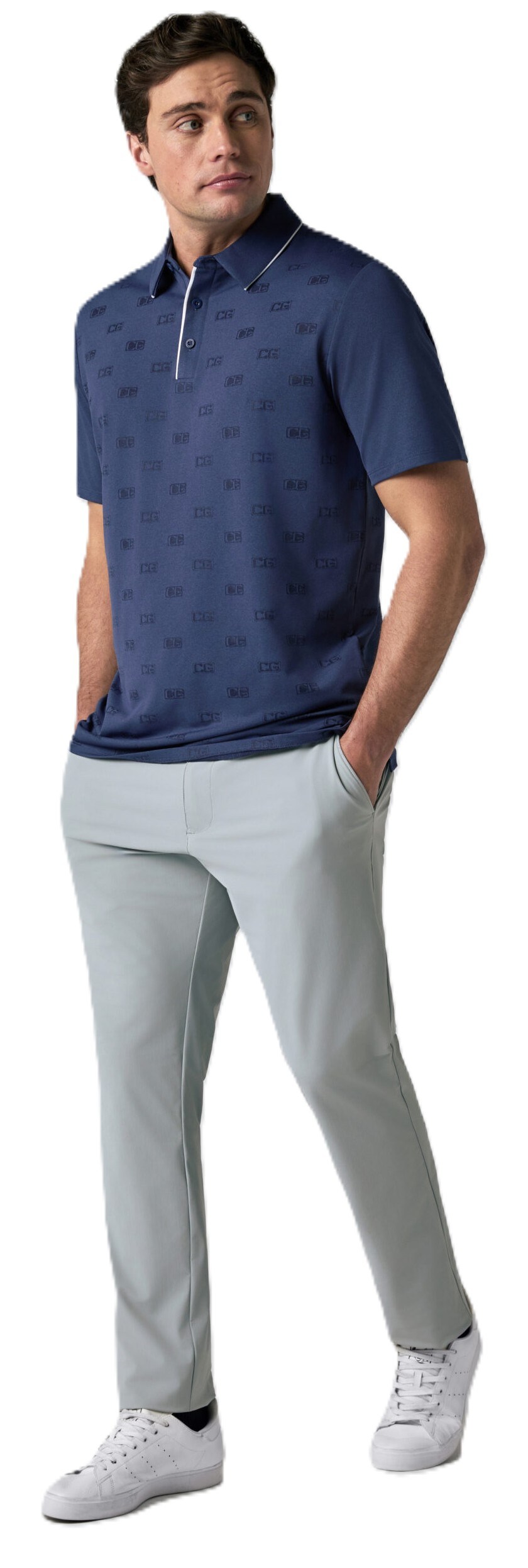 Callaway Mid Century Jacquard Poloshirt, medieval blue