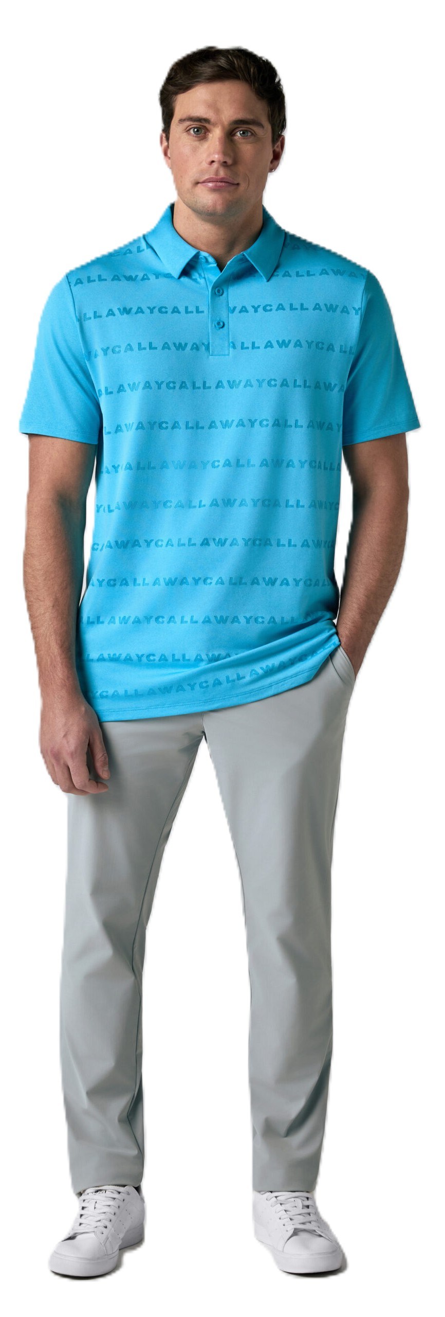 Callaway Mid Century Jacquard Poloshirt, blue blossom