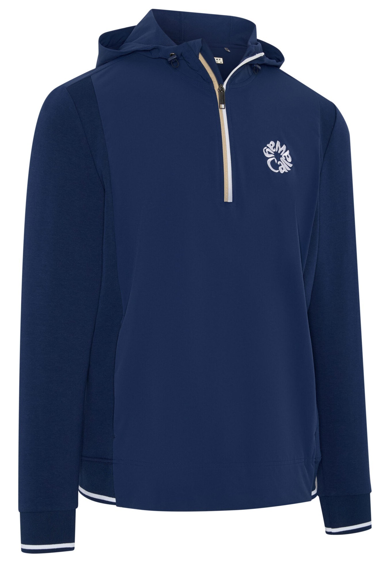 Callaway Mid Century Mixed Media Hooded 1/4 Zip Herren Sweatshirt, medieval blue