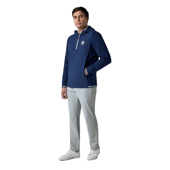 Callaway Mid Century Mixed Media Hooded 1/4 Zip Herren Sweatshirt, medieval blue