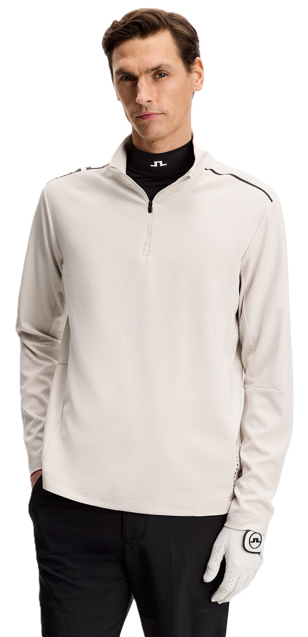 J.Lindeberg Leon Quarter Zip Mid Layer Herren Sweatshirt, moonbeam