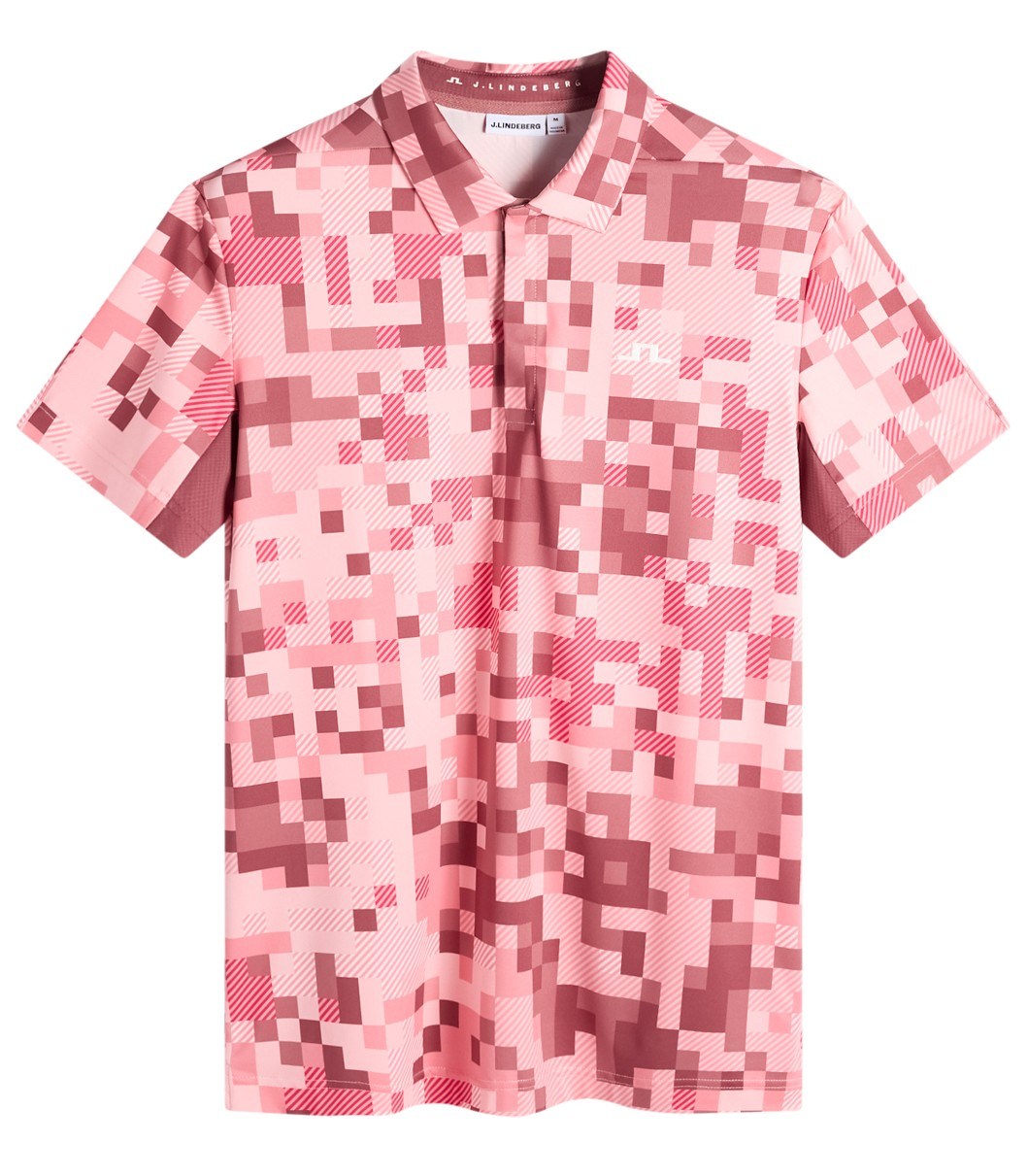 J.Lindeberg Dario Tour Print Herren Poloshirt, tour 26 pink