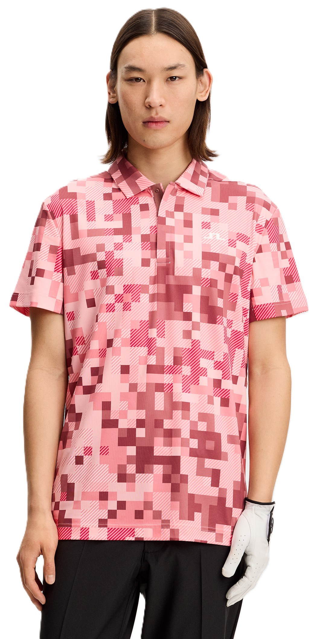 J.Lindeberg Dario Tour Print Herren Poloshirt, tour 26 pink