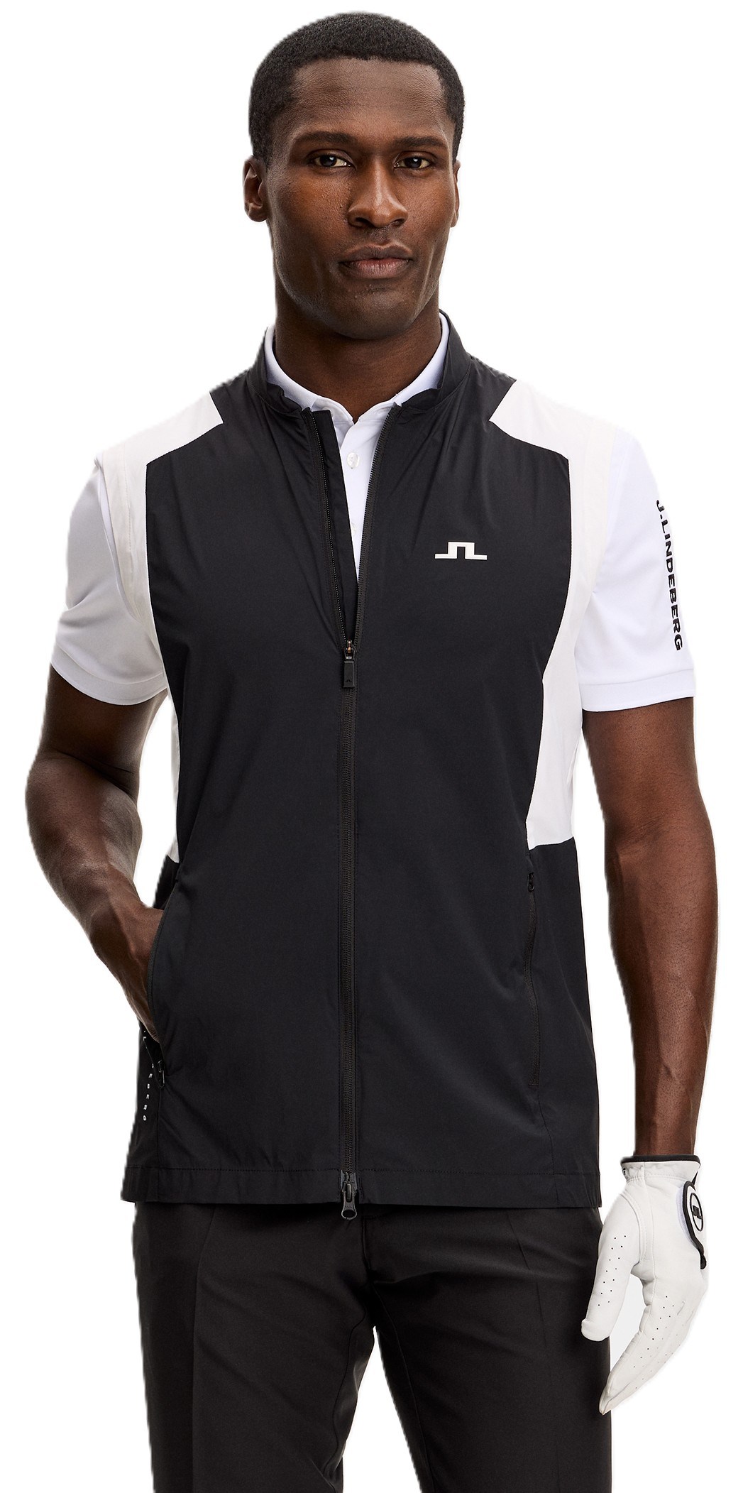 J.Lindeberg Jacs Zip Herren Weste, schwarz