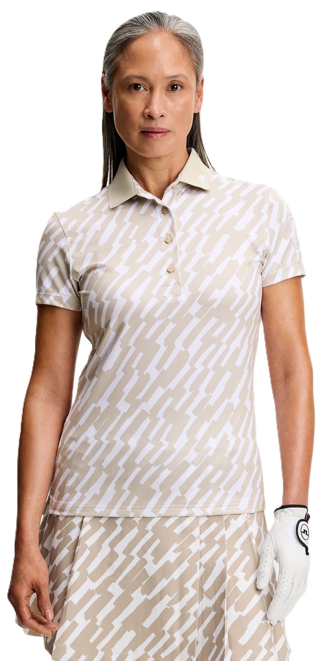 J.Lindeberg Tour Tech Print Damen Poloshirt, oak island fossil