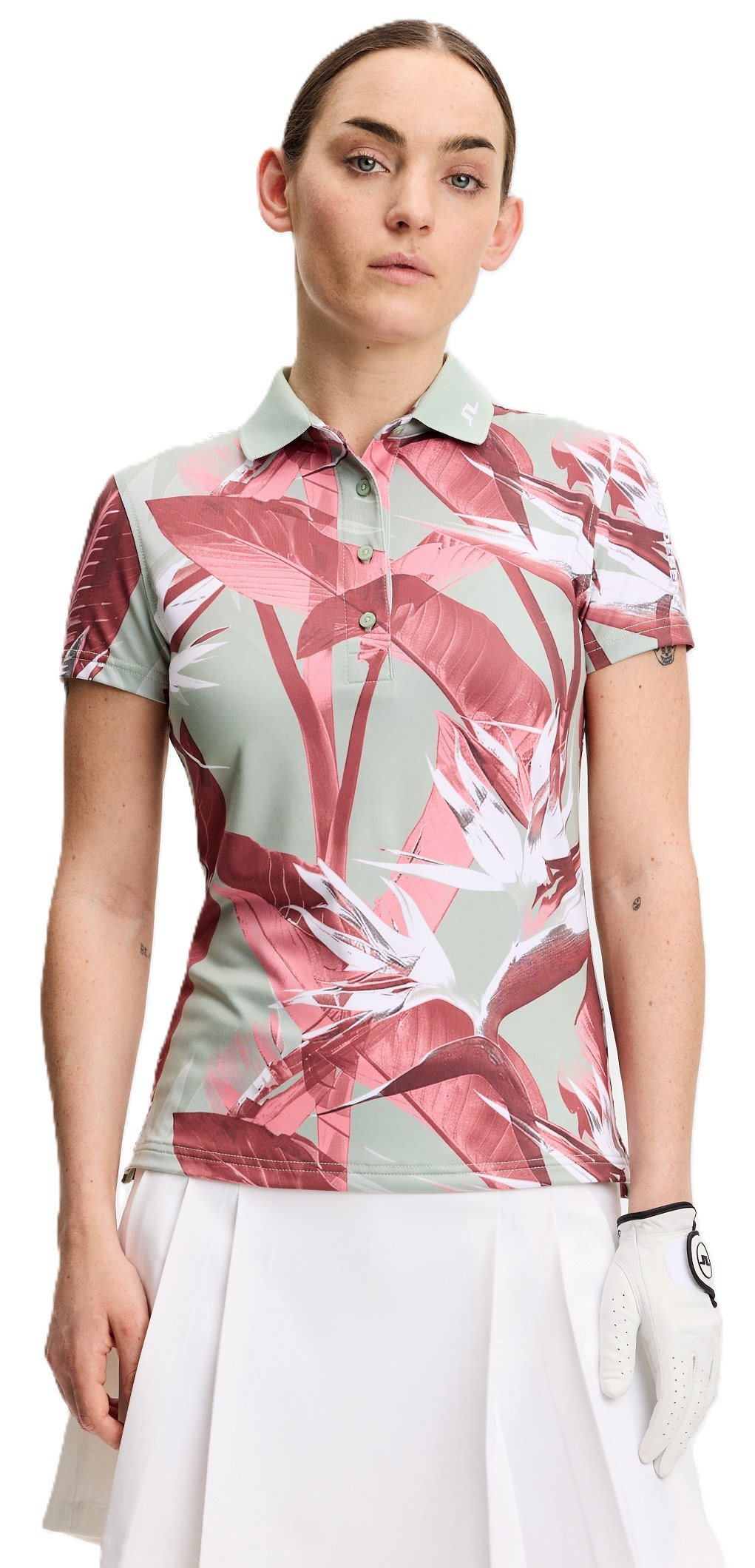 J.Lindeberg Tour Tech Print Damen Poloshirt, paradise jadeite