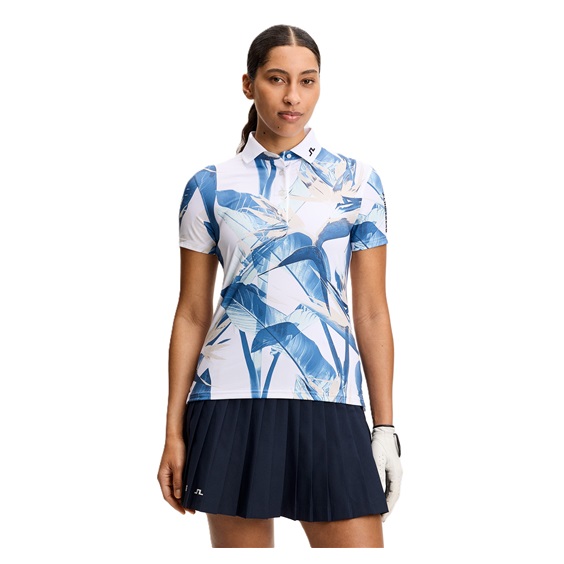 J.Lindeberg Tour Tech Print Damen Poloshirt, paradise skylight