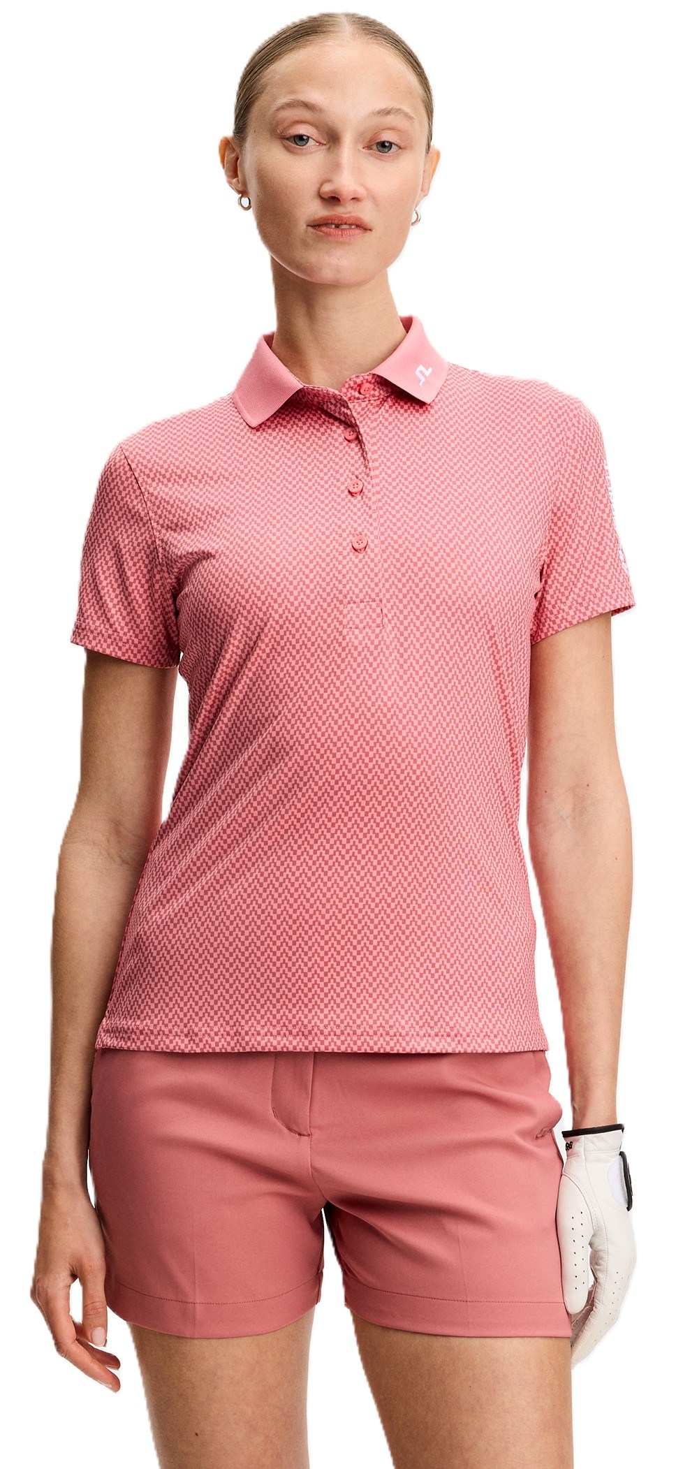 J.Lindeberg Tour Tech Print Damen Poloshirt, bridge stack rose