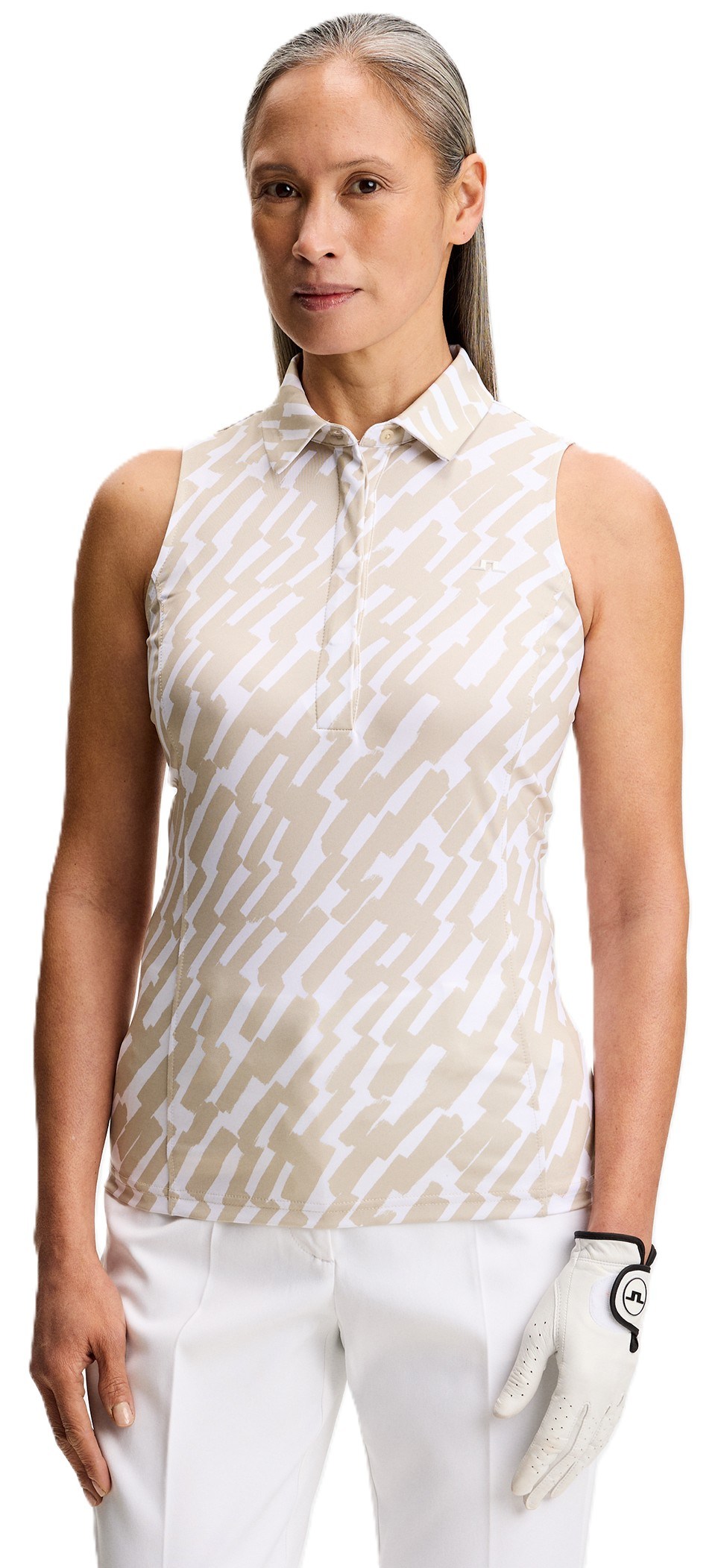J.Lindeberg Dena Print Damen Poloshirt, oak island fossil