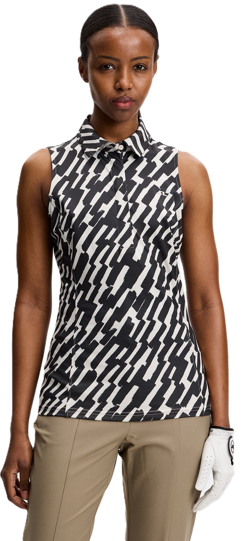 J.Lindeberg Dena Print Damen Poloshirt, oak moonbeam