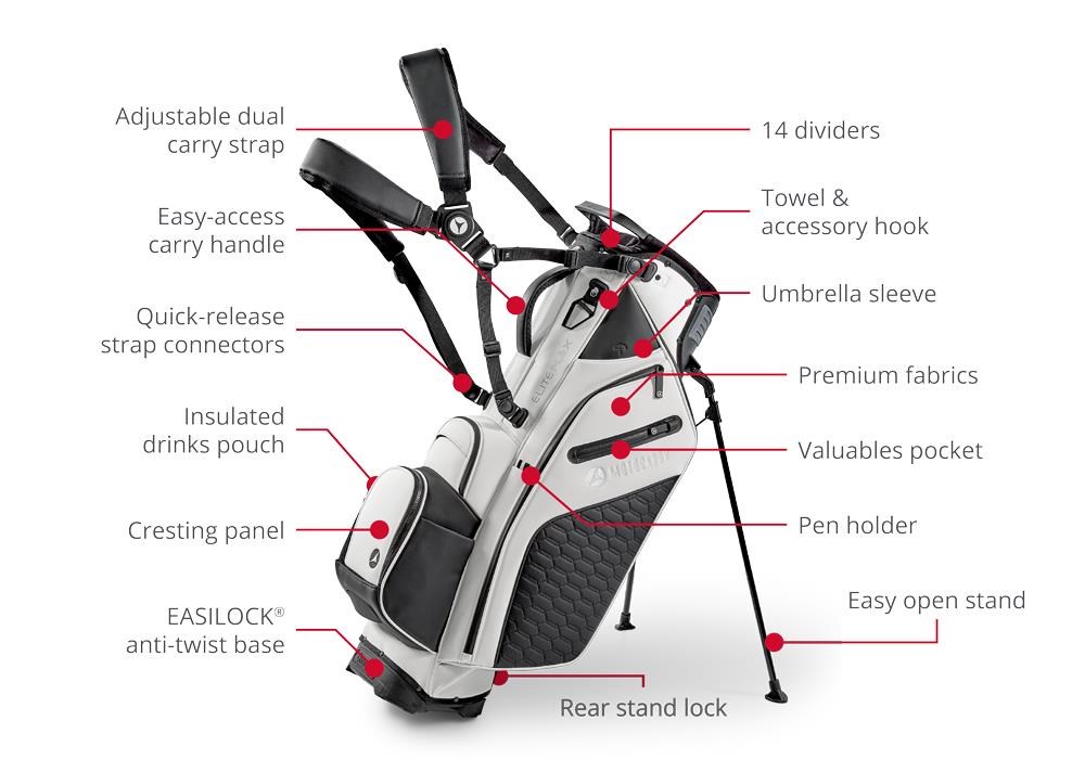 LIMITED - Motocaddy EliteFLEX Standbag, weiss/schwarz
