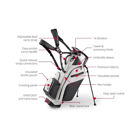 LIMITED - Motocaddy EliteFLEX Standbag, weiss/schwarz