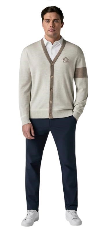 Callaway Legacy Collection Blocked Cardigan Herren Pullover, fields of rye heather