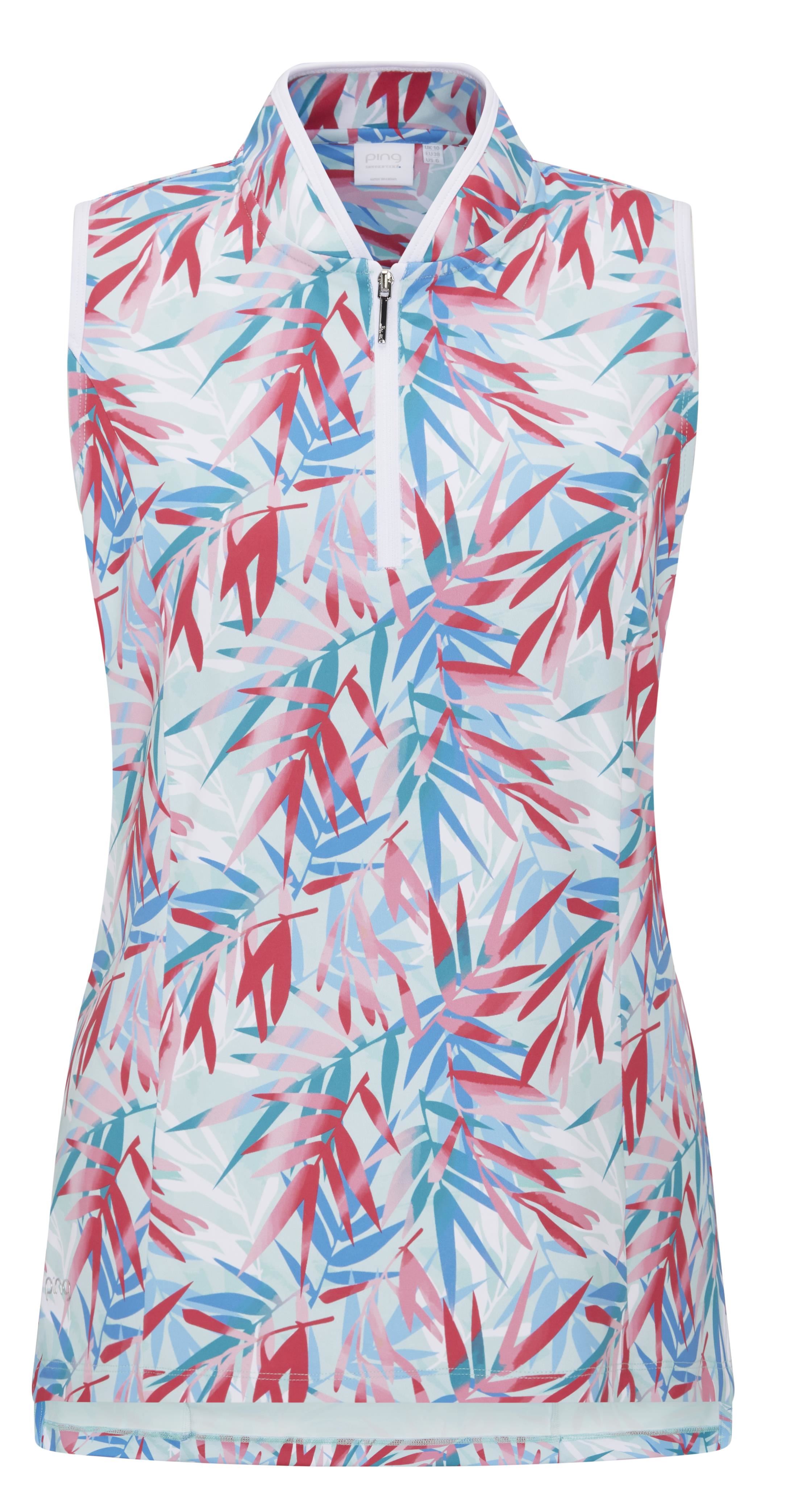 Ping Penola Printed Sleeveless Damen Poloshirt, tropic retreat