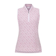 Ping Penola Printed Sleeveless Damen Poloshirt, fuchsia foliage