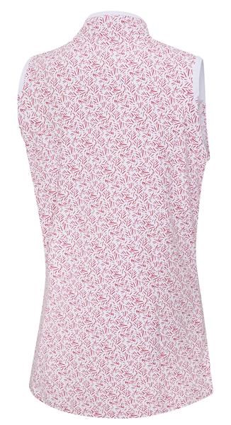 Ping Penola Printed Sleeveless Damen Poloshirt, fuchsia foliage