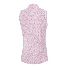 Ping Penola Printed Sleeveless Damen Poloshirt, fuchsia foliage