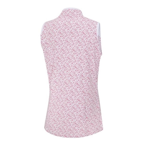 Ping Penola Printed Sleeveless Damen Poloshirt, fuchsia foliage
