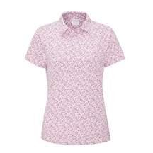 Ping  Aeria Printed damskie polo, fuchsia foliage