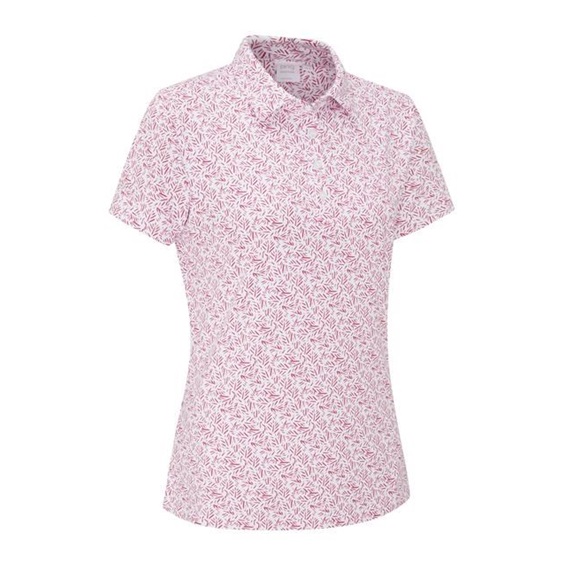 Ping  Aeria Printed damskie polo, fuchsia foliage