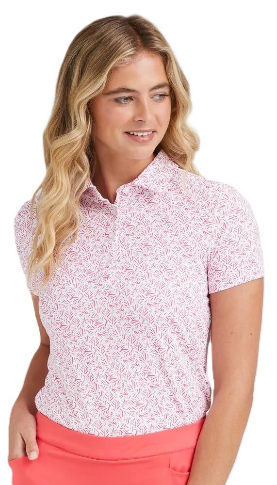 Ping  Aeria Printed damskie polo, fuchsia foliage