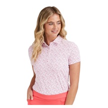 Ping  Aeria Printed damskie polo, fuchsia foliage