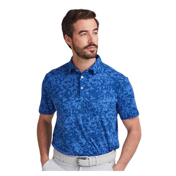 Ping Marek Camo Jacquard Herren Poloshirt, bright cobalt multi