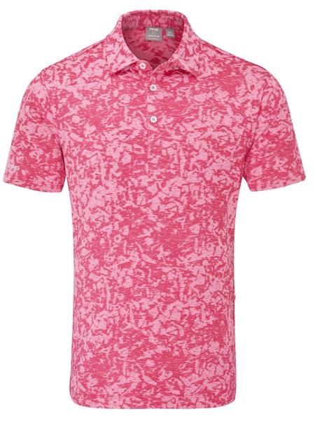 Ping Marek Camo Jacquard Herren Poloshirt, rhapsody rosa multi
