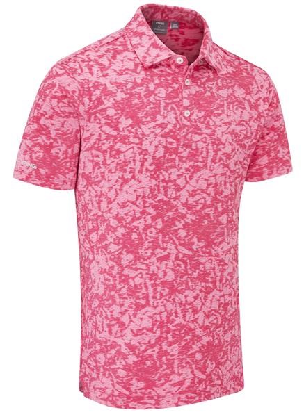 Ping Marek Camo Jacquard Herren Poloshirt, rhapsody rosa multi
