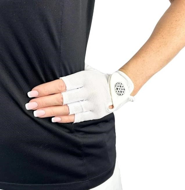 Best of Golf America Half Finger Damen Handschuh, weiss