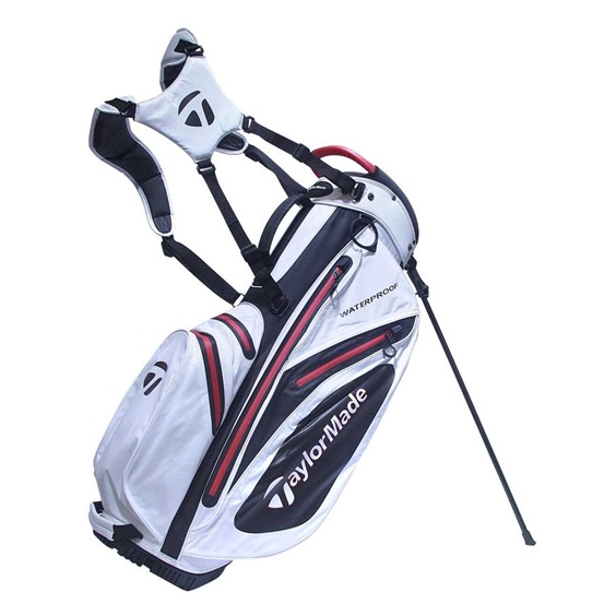 TaylorMade Waterproof Stand Bag, weiss/schwarz/rot