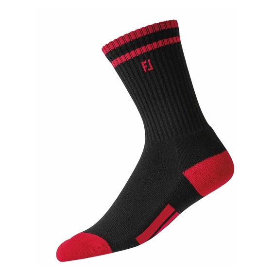 FootJoy ProDry Crew Kindersocken, schwarz/rot