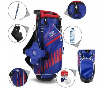 2022 U.S. Kids Golf UL51 (130 cm) WT20-s Junior Standbag, blau/rot/weiss
