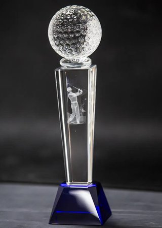 Longridge Crystal Golf Trophy Mit Golfball - 235mm