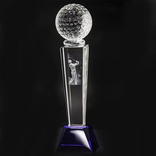 Longridge Crystal Golf Trophy Mit Golfball - 235mm