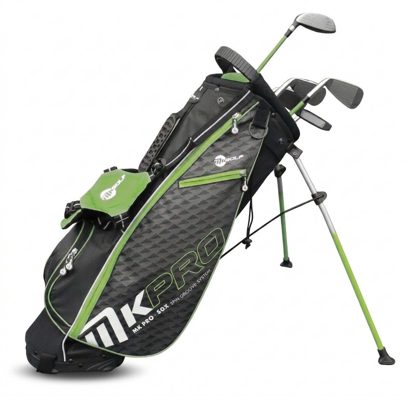 MKids Pro Junior Golf Half Set 57" (145cm/9-11Y) Junior Golfset, Graphit, Stand Bag, Grün