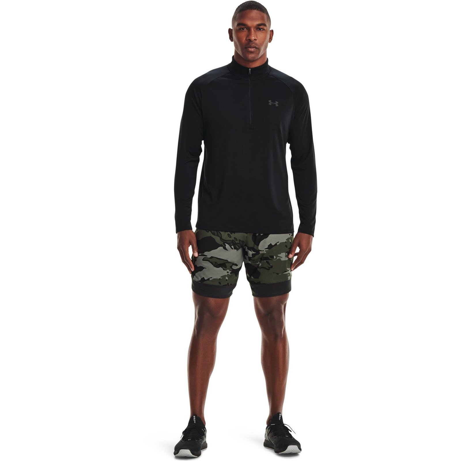 Under Armour Tech 2.0 1/2 Zip Herren Poloshirt, schwarz/grau