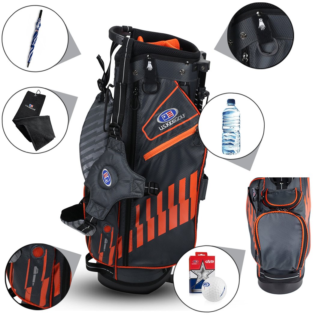 2022 U.S. Kids Golf UL51 (130 cm) WT20-s Junior Standbag, grau/orange