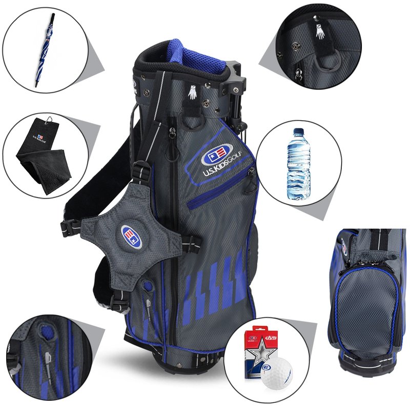 2022 U.S. Kids Golf UL45 (114 cm) WT25-s Junior Standbag, grau/blau