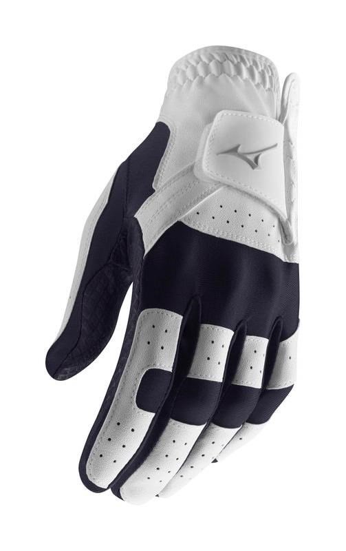 Mizuno Stretch Herren Golfhandschuh, weiss/dunkelblau