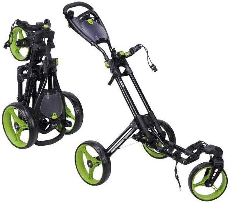 Fast Fold 360 3-Rad Golf Trolley - schwarz/grün