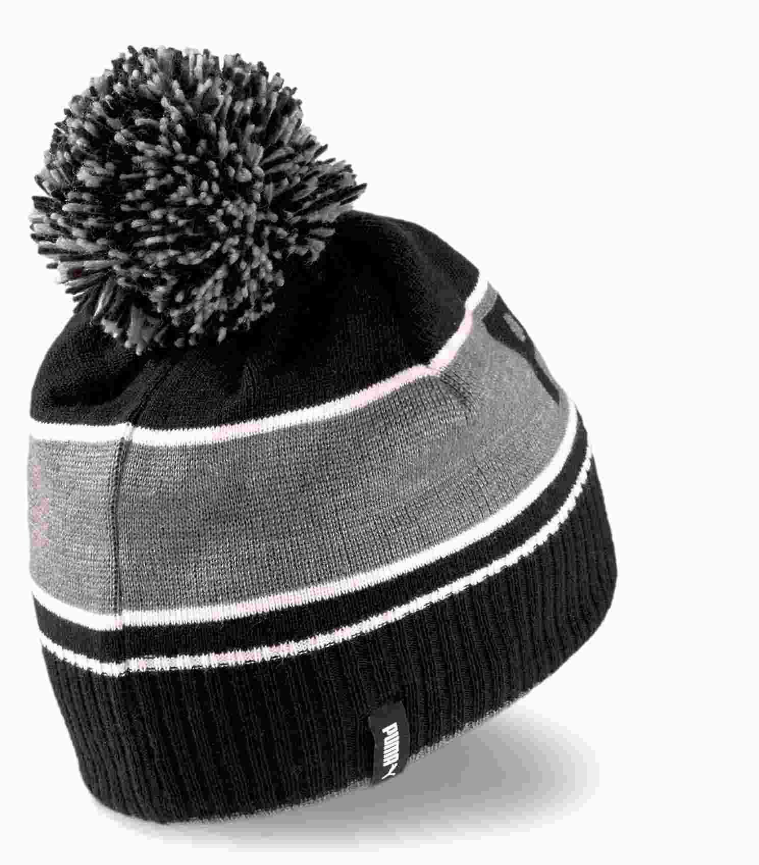 Puma Pom Beanie Herren Wintermütze, schwarz/grau