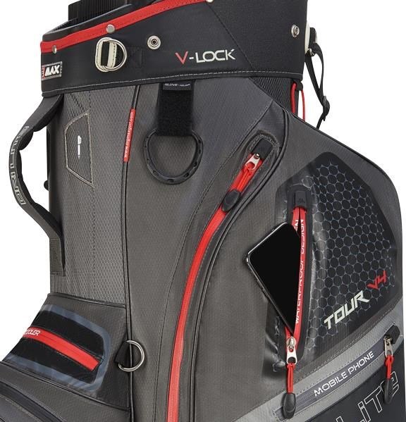 Big Max Dri Lite V-4 Cartbag, grau/schwarz/rot