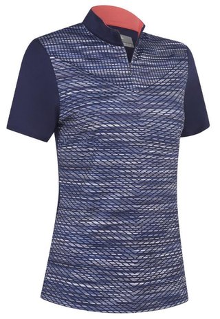 Callaway Zip Mock Space-Dye Printed Damen Poloshirt, dunkelblau