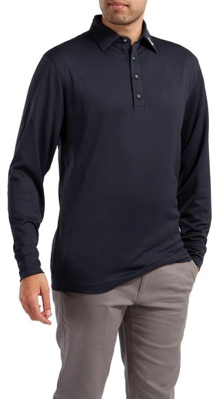 FootJoy Thermolite Herren Langarm-Polo, dunkelblau