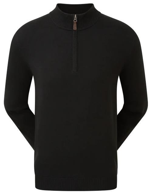 FootJoy Wool Blend 1/2 Zip Herren Pullover, schwarz