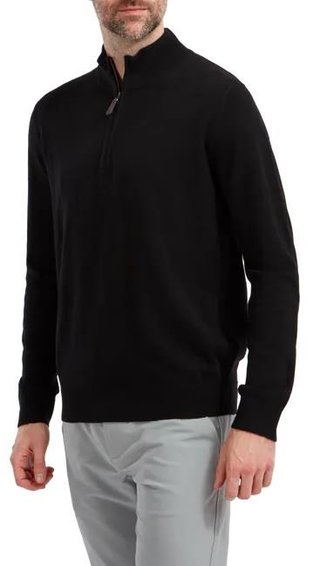 FootJoy Wool Blend 1/2 Zip Herren Pullover, schwarz
