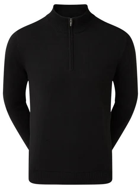 FootJoy Wool Blend Lined 1/2 Zip Herren Pullover, schwarz